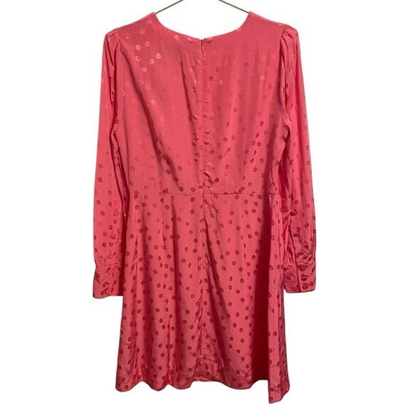 J. Crew Shift Dress in Jacquard Floral Dot Pink Long Sleeve Button Cuffs Size 6 - Picture 5 of 8